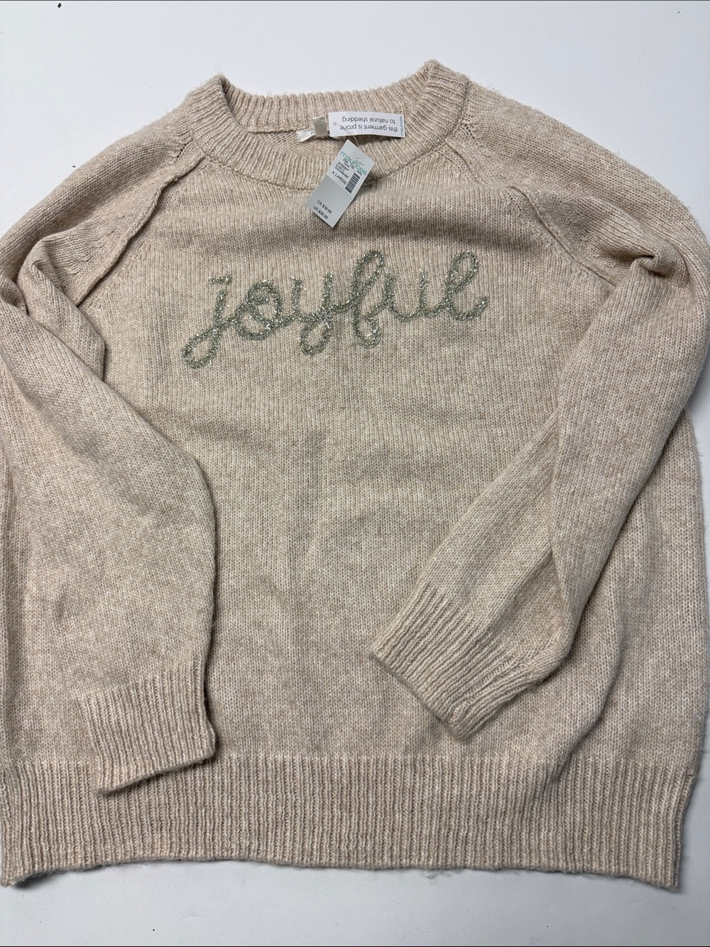 Maurices Cream Knit 'Joyful' Crewneck Sweater